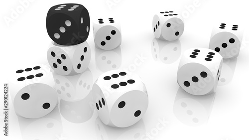 Concept of dices in white and black colors