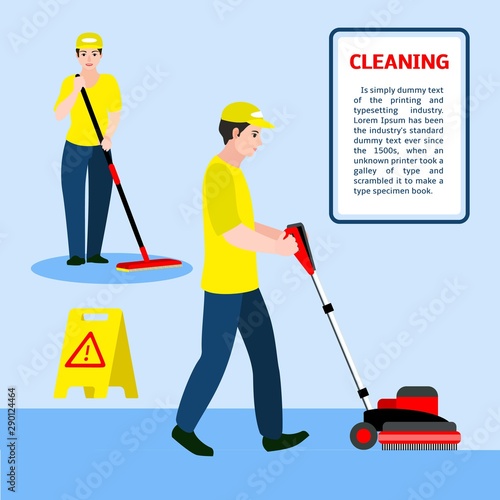 Floor cleaning concept banner. Flat illustration of floor cleaning vector concept banner for web design