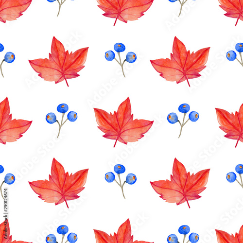 Pattern with red maple leaves