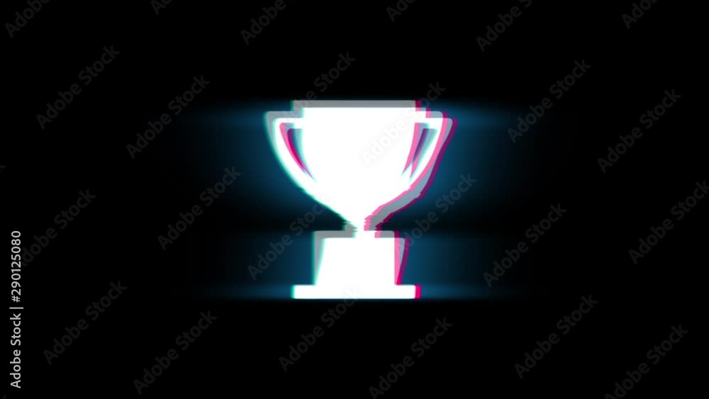 Trophy Win Cup Symbol on Glitch Led Screen Retro Vintage Display Animation 4K Animation Seamless Loop Alpha Channel. Trophy Win Cup Symbol on Glitch Led Screen Retro Vintage Display Animation 4K Animation Seamless Loop Alpha Channel.