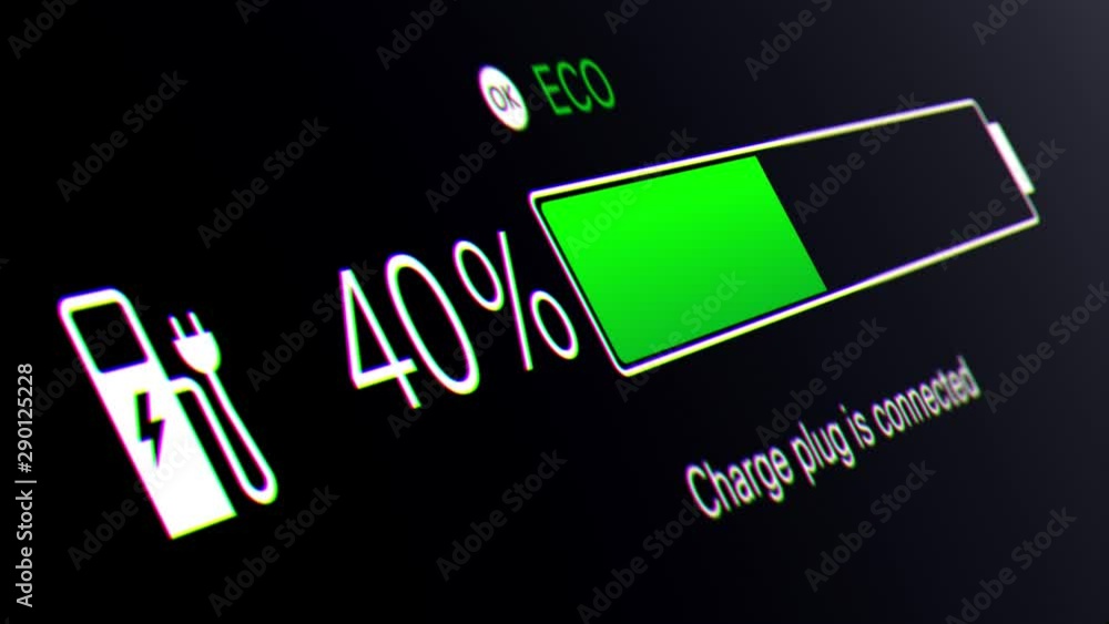 Electric Car Dashboard. Electric car battery indicator showing an