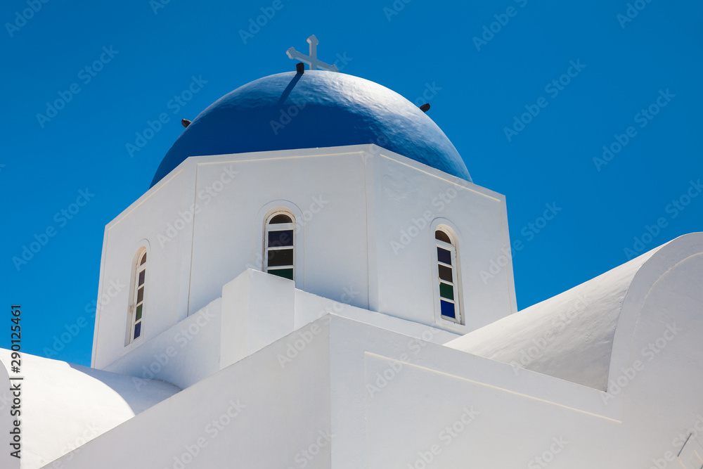 Dome of the parish church of St. Gerasimos located in Fira of Santorini