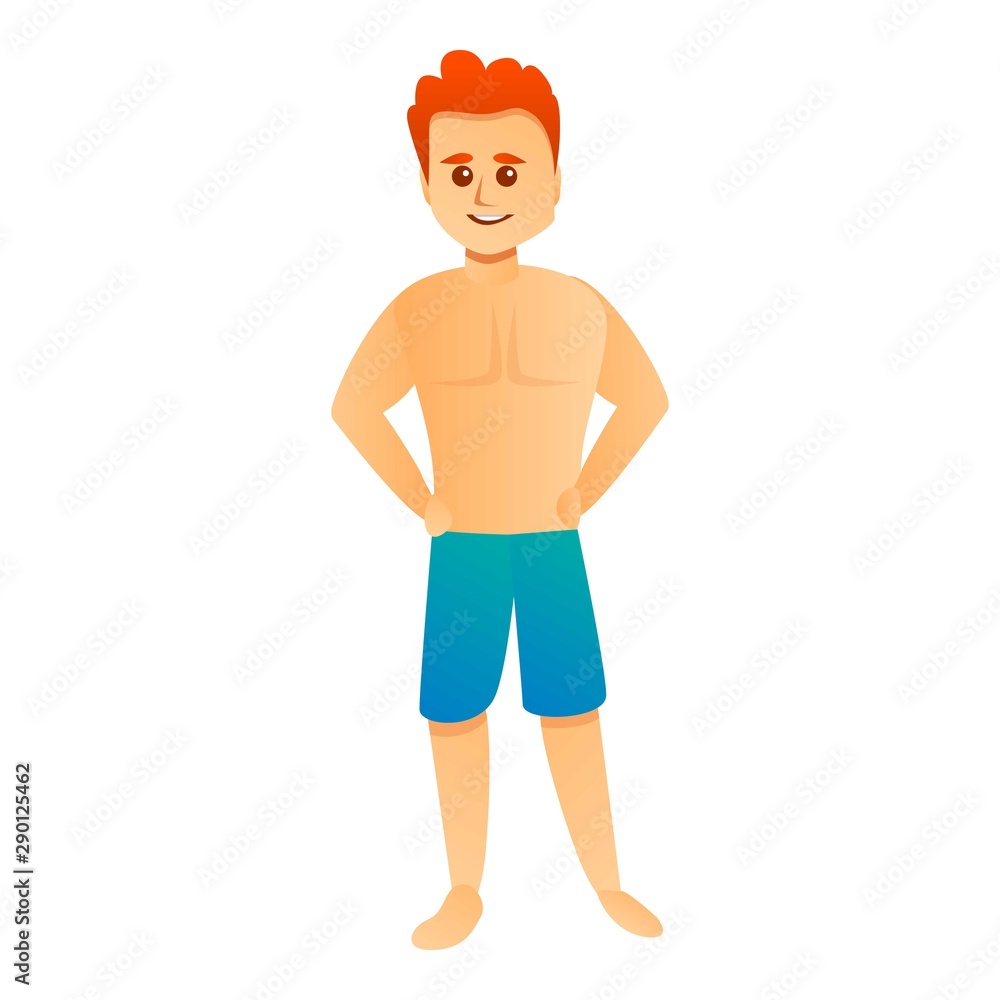 Fototapeta premium Red hair boy swim shorts icon. Cartoon of red hair boy swim shorts vector icon for web design isolated on white background