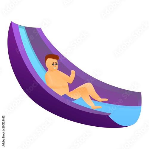 Man aquapark slide icon. Cartoon of man aquapark slide vector icon for web design isolated on white background