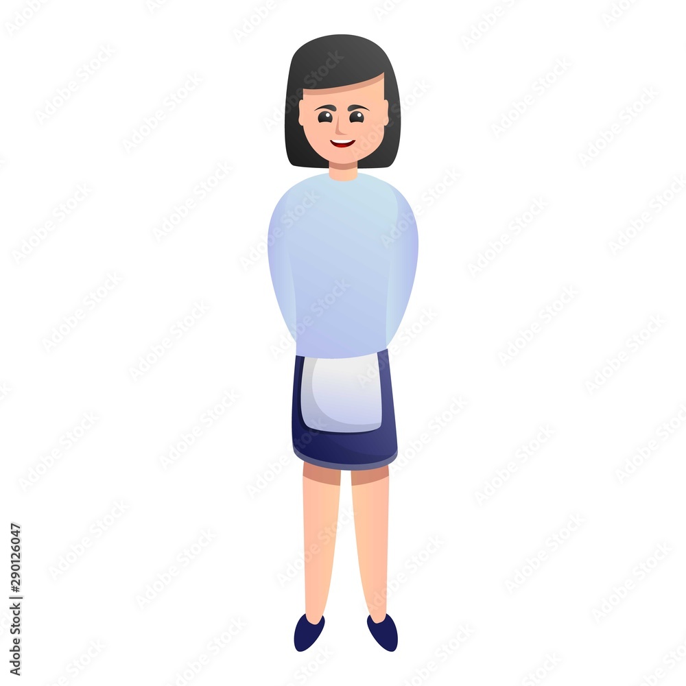 Girl waiter icon. Cartoon of girl waiter vector icon for web design isolated on white background Girl waiter icon. Cartoon of girl waiter vector icon for web design isolated on white background