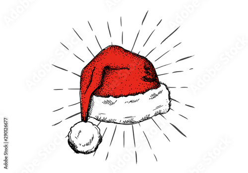 Sketch of Santa Hat Hand drawn illustration