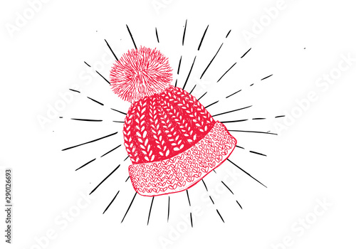 Winter hat hand drawn illustration.