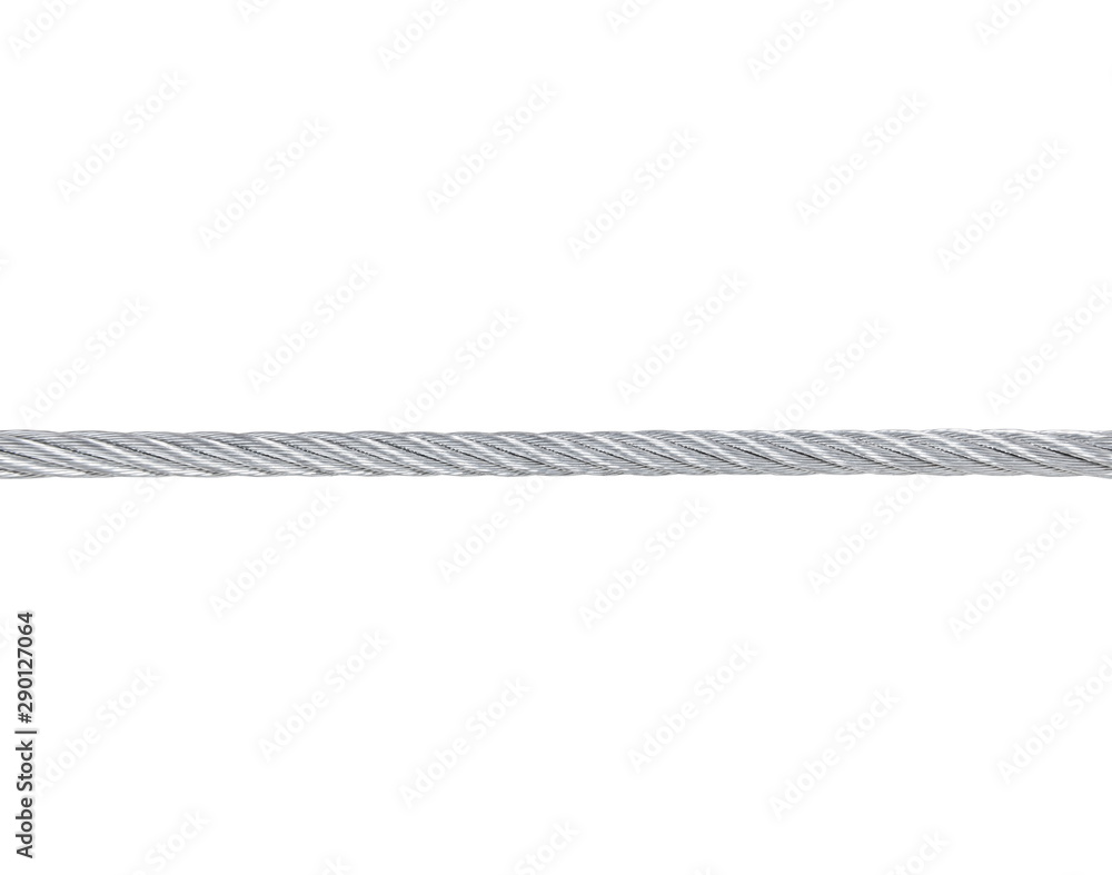 Steel cable - seamless texture isolated on white background.