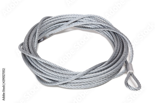 Skein of steel cable Isolated on a white background