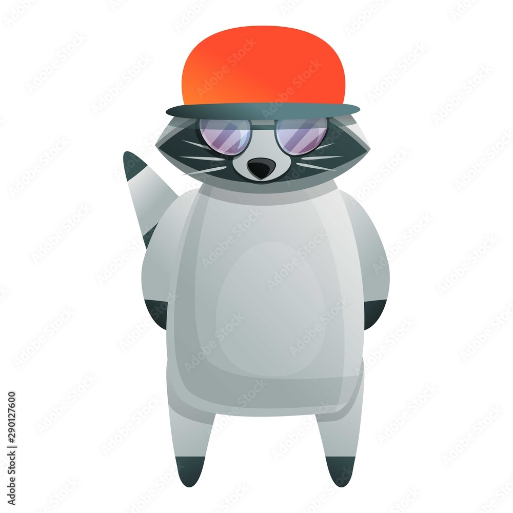 Rapper raccoon icon. Cartoon of rapper raccoon vector icon for web design isolated on white background Rapper raccoon icon. Cartoon of rapper raccoon vector icon for web design isolated on white background