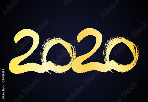 2020 gold grunge lettering and hand drawn numbers