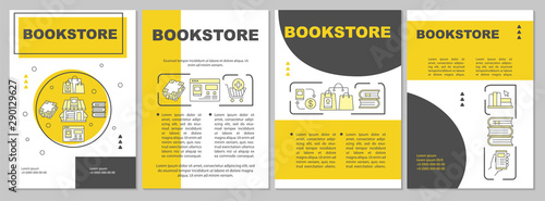 Bookstore brochure template. Flyer, booklet, leaflet print, cover design with linear illustrations. Online e-library. Modern vector page layouts for magazines, annual reports, advertising posters