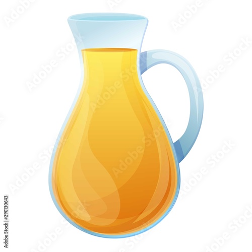 Olive oil glass jug icon. Cartoon of olive oil glass jug vector icon for web design isolated on white background