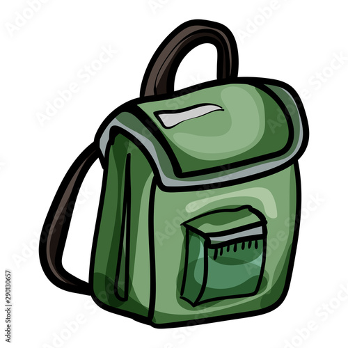Camping backpack or school backpack. A textile bag for an urban environment or outdoor recreation. - Vector. Vector illustration.