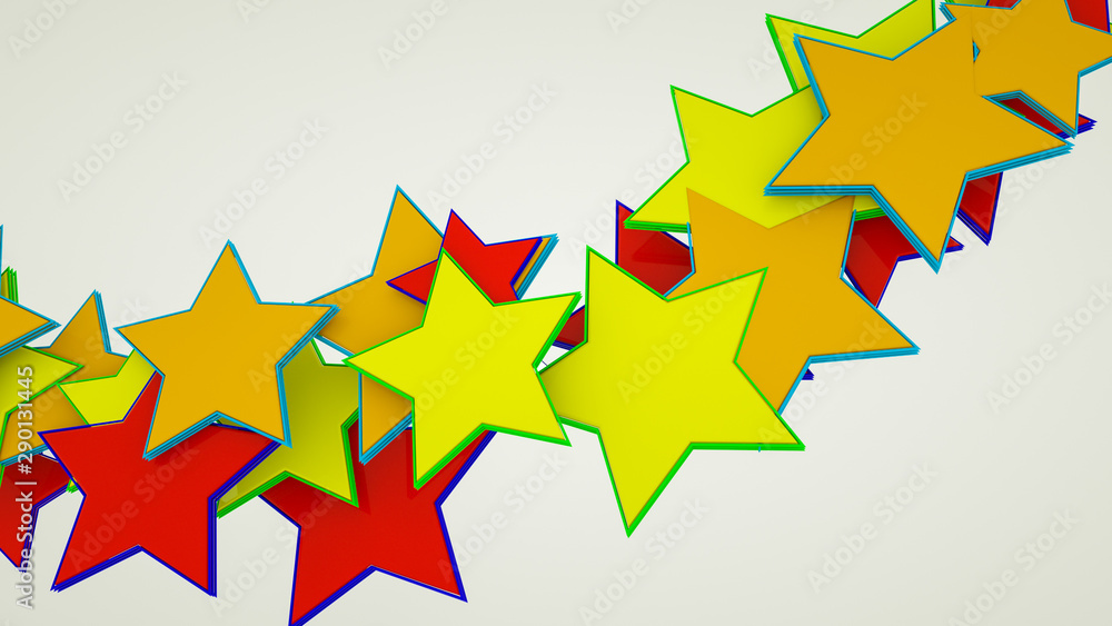 Fototapeta premium three-dimensional multi-colored stars scatter in different directions. Background . 3d render illustration