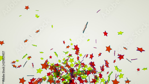 Fototapeta Naklejka Na Ścianę i Meble -  three-dimensional multi-colored stars scatter in different directions. Background . 3d render illustration
