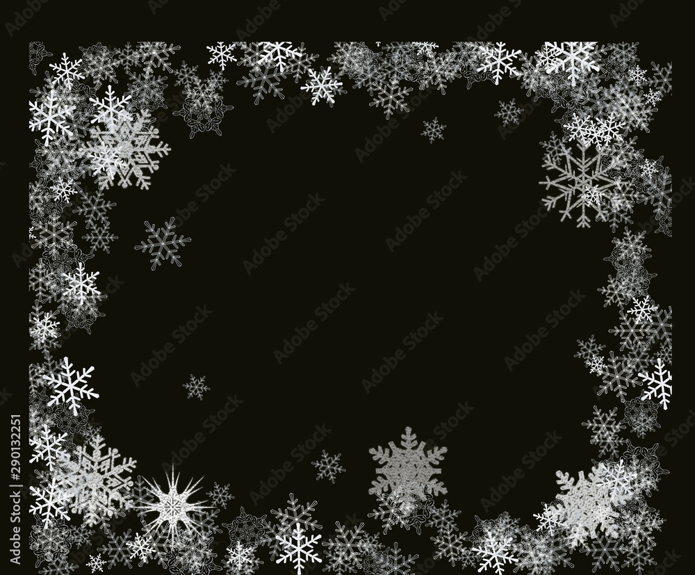 Fototapeta premium Snowflakes ovelray snowflakes and snowing