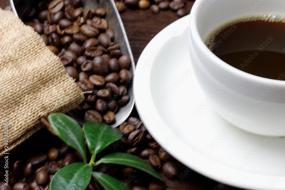 A cup of cappuccino with coffee bean as background A cup of cappuccino with coffee bean as background