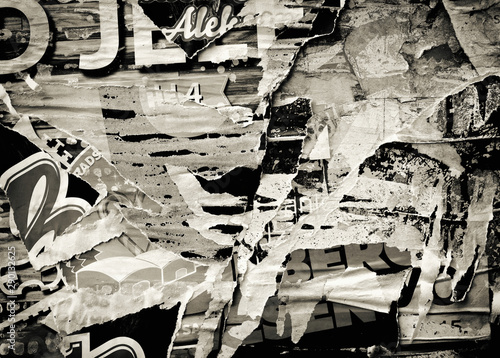 Old grunge ripped torn posters textures backgrounds creased crumpled paper placard surface 