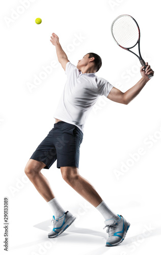 Tennis player serving the ball isolated on white © 27mistral
