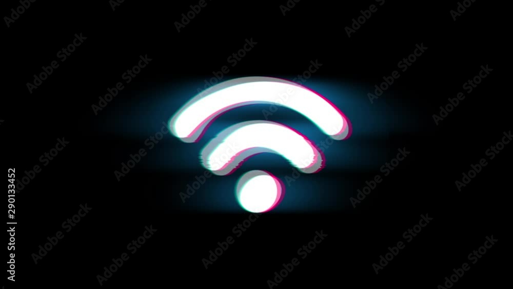 Wifi Connection Signal Symbol on Glitch Led Screen Retro Vintage Display Animation 4K Animation Seamless Loop Alpha Channel. Wifi Connection Signal Symbol on Glitch Led Screen Retro Vintage Display Animation 4K Animation Seamless Loop Alpha Channel.