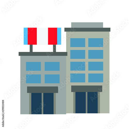 Department Store with billboard building emoji vector