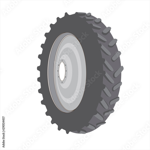 Tractor wheel with tire and rim