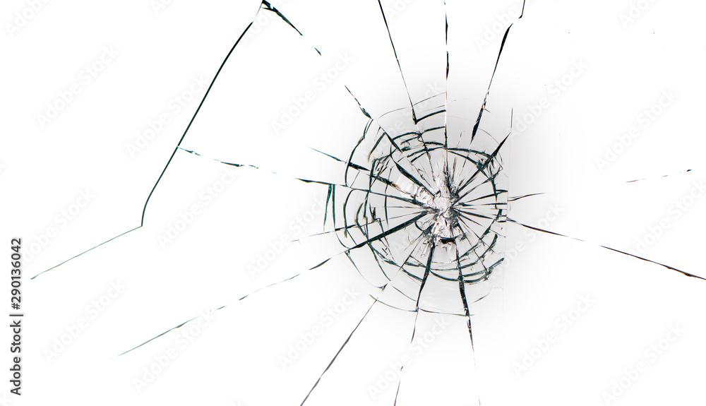 Fototapeta premium Cracked glass on a white background texture