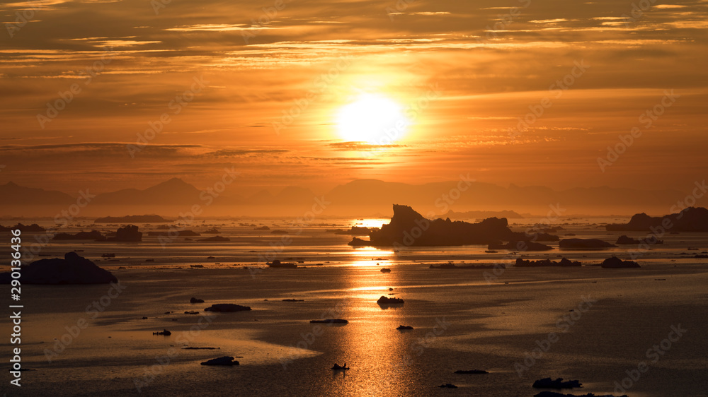Sunset in Arctic Ocean