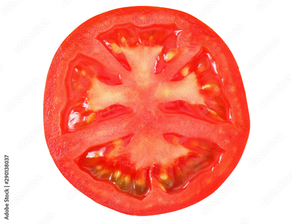 fresh tomato slices isolated on white background. top view fresh tomato slices isolated on white background. top view