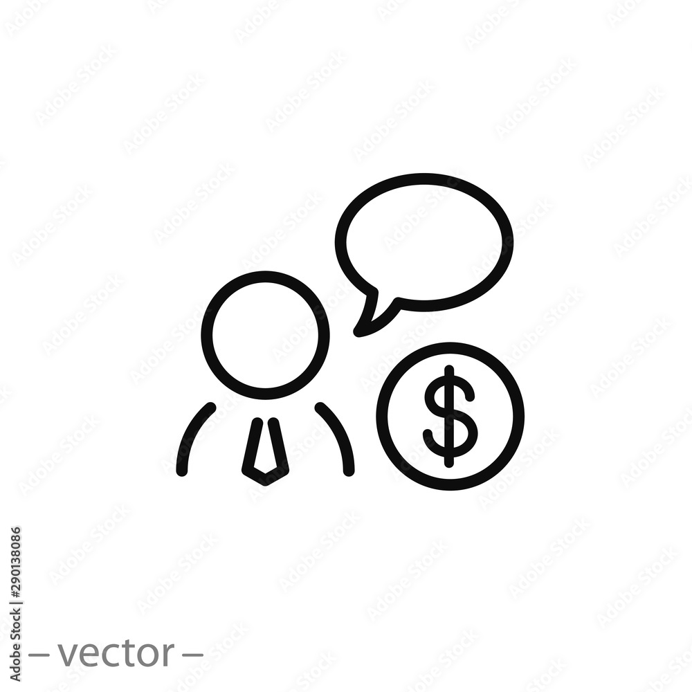 advisor icon, financial expert, thin line web symbol on white background - editable stroke vector illustration eps10 advisor icon, financial expert, thin line web symbol on white background - editable stroke vector illustration eps10