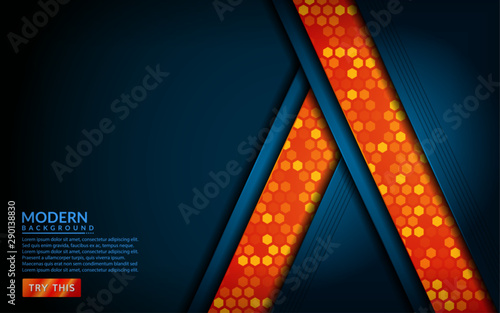 Modern tech blue combine with orange background. futuristic abstract background