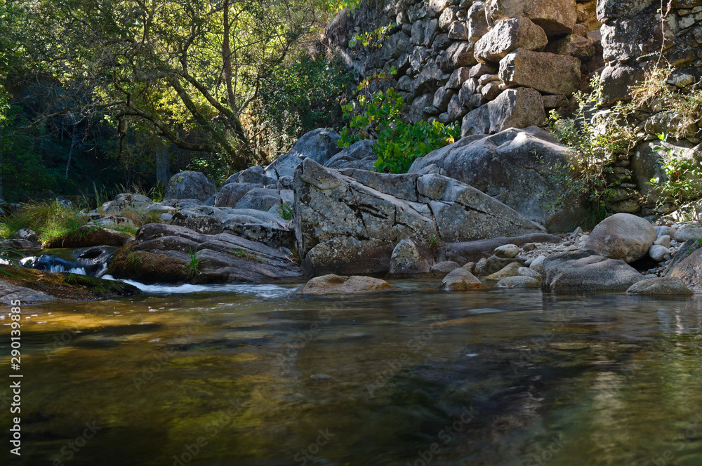 Fototapeta premium Beautiful Gralheira river scenery in Carvalhais. São Pedro do Sul, Portugal