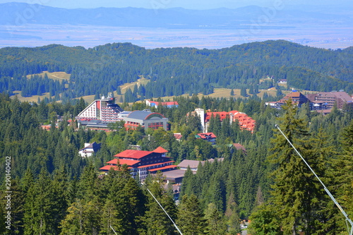 Road to the winter and touristic station Poiana Brasov, 12 km from Brasov, a town situated in Transylvania, Romania, in the center of the country photo