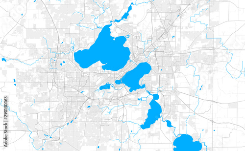 Rich detailed vector map of Madison, Wisconsin, U.S.A.