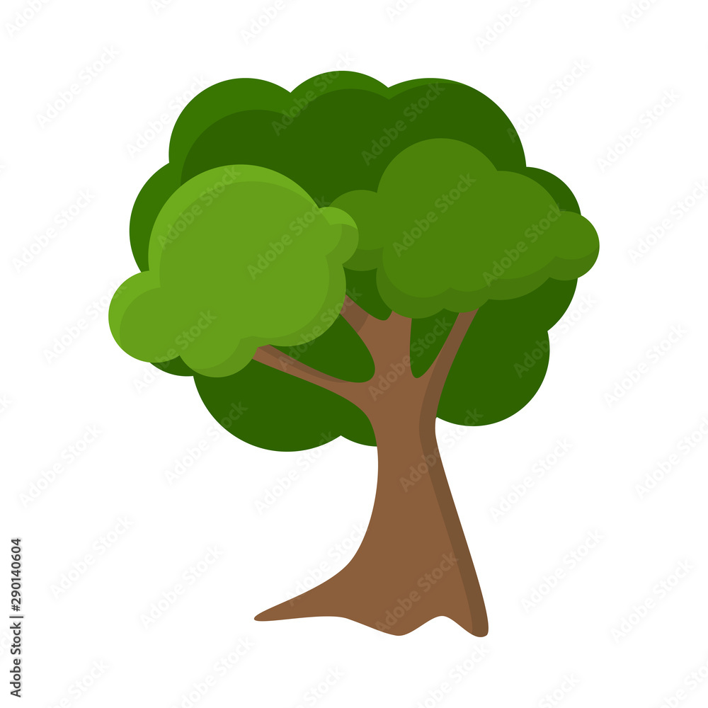 Hand drawn oak tree with lush green crown vector illustration Hand drawn oak tree with lush green crown vector illustration