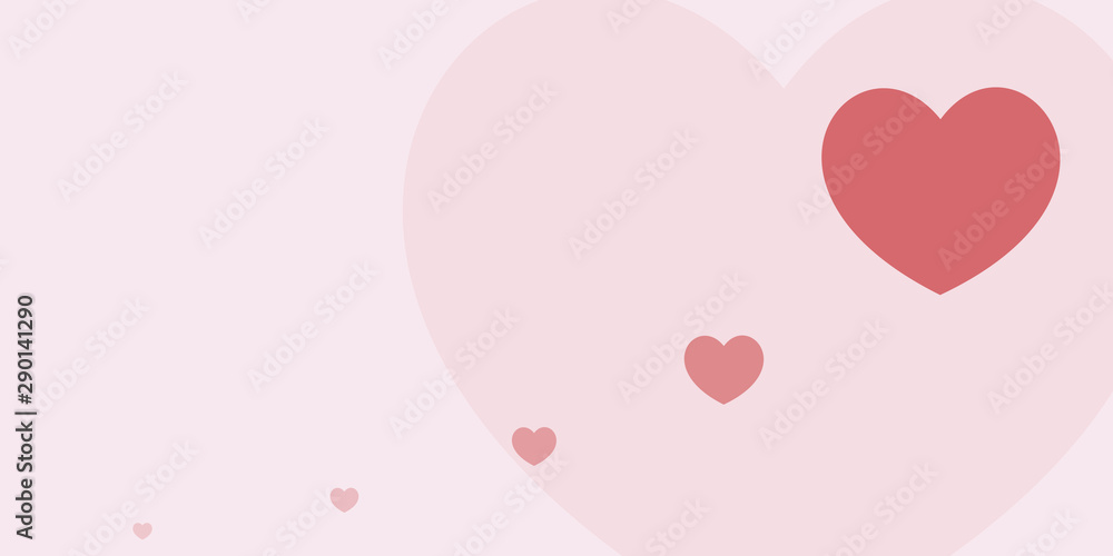 Pink and red hearts on pink background