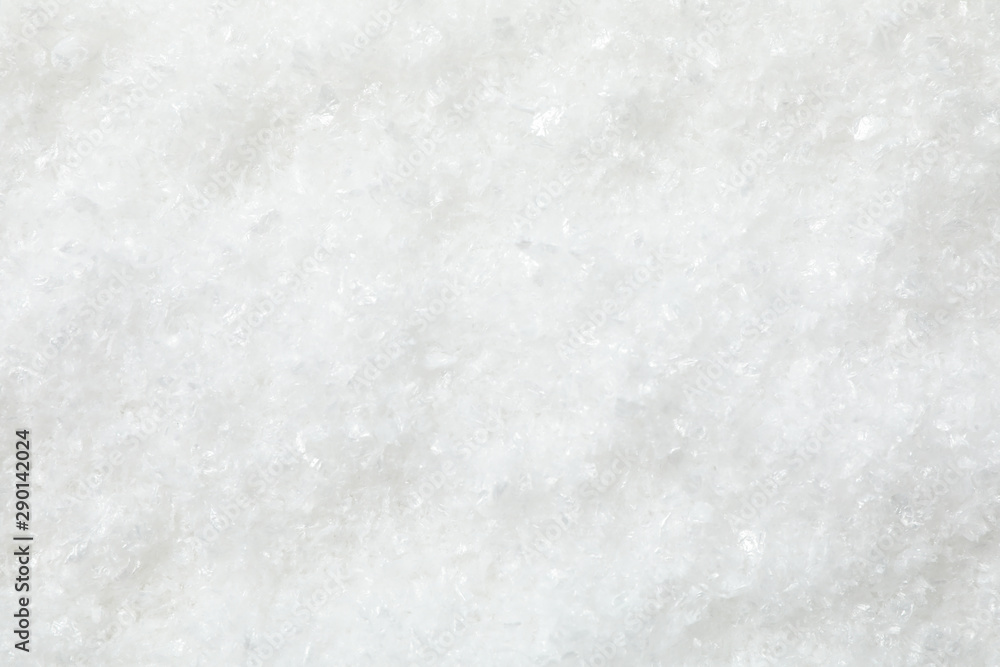 Snow texture background, close up and space for text