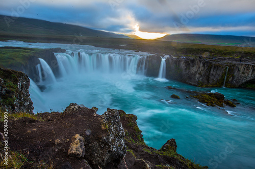 Spectacular panorama of Godafoss waterfall, Iceland