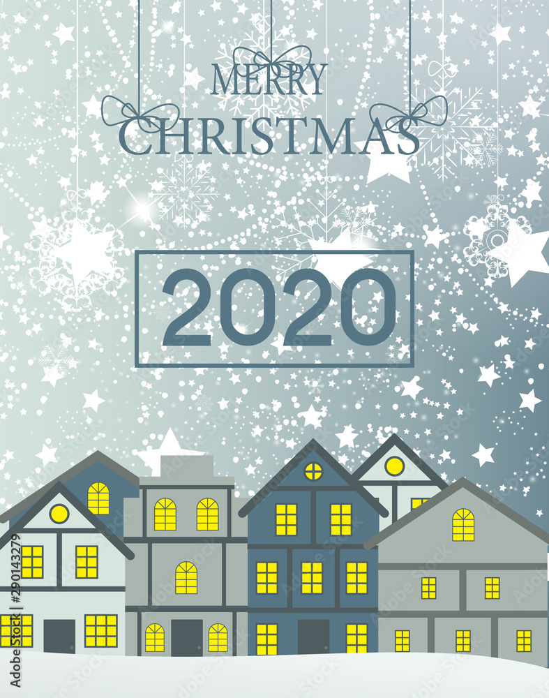 2020 Happy New Year and Marry Christmas Background. Vector Illustration