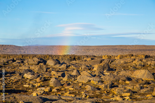 Rainbow from Dettifoss waterfall in Iceland