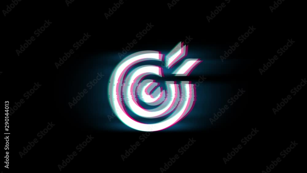 Target Emblem Pictogram Symbol on Glitch Led Screen Retro Vintage Display Animation 4K Animation Seamless Loop Alpha Channel.