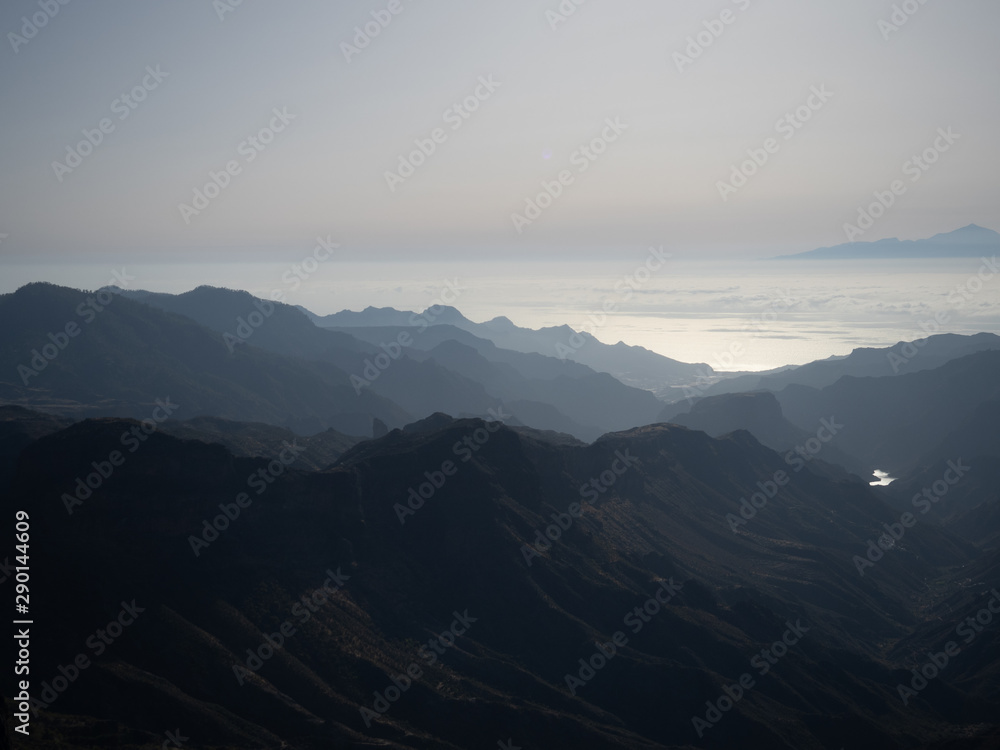 View from Roque Nublo, Gran Canaria with Tenerife visible in the background