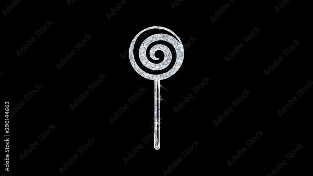 Lollipop Candie Icon Sparkling Shining White Blinking Particles Diamond Glitter Loop Light 4K Animation Alpha Channel. Lollipop Candie Icon Sparkling Shining White Blinking Particles Diamond Glitter Loop Light 4K Animation Alpha Channel.