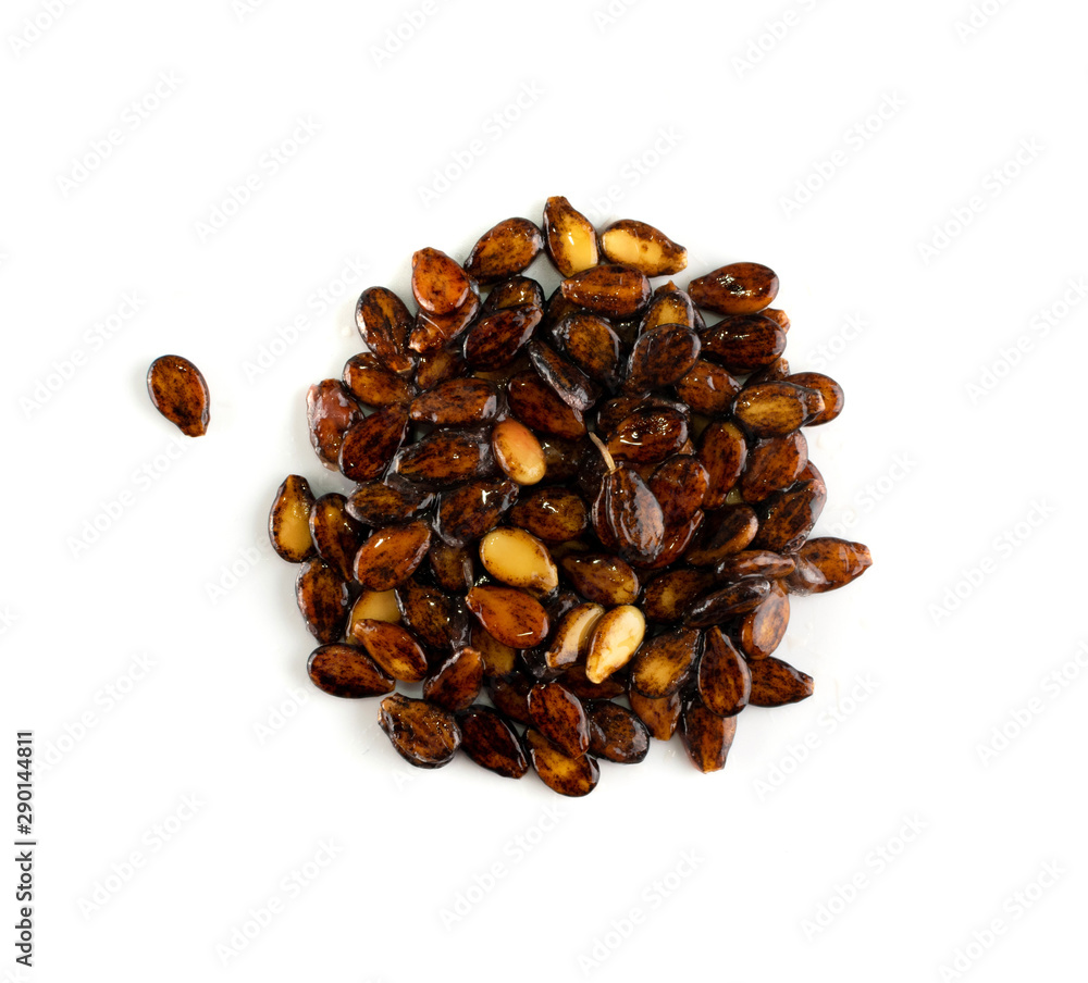 Fresh Wet Watermelon Seeds Isolated on White Background