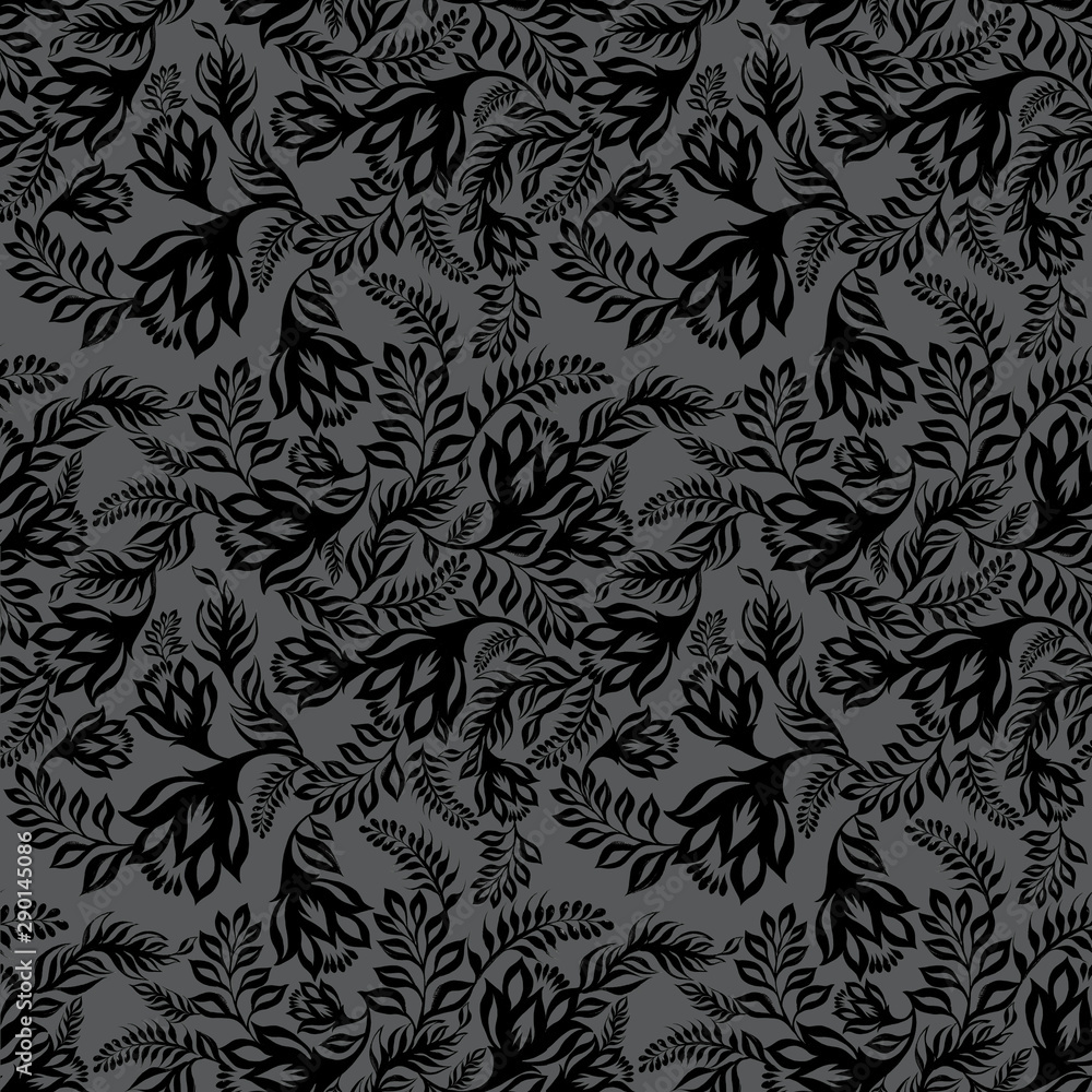 seamless pattern with leaves and flowers seamless pattern with leaves and flowers