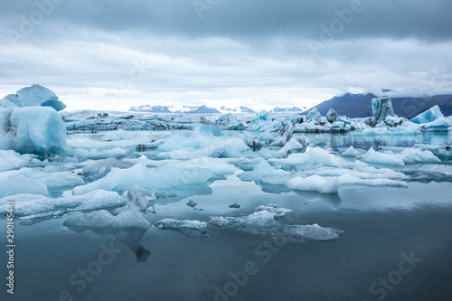 Small icebergs in the Jokulsarlon ice lake. Iceland