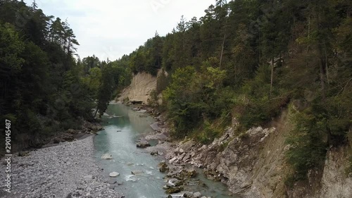 Droneshot over River through Gorge photo