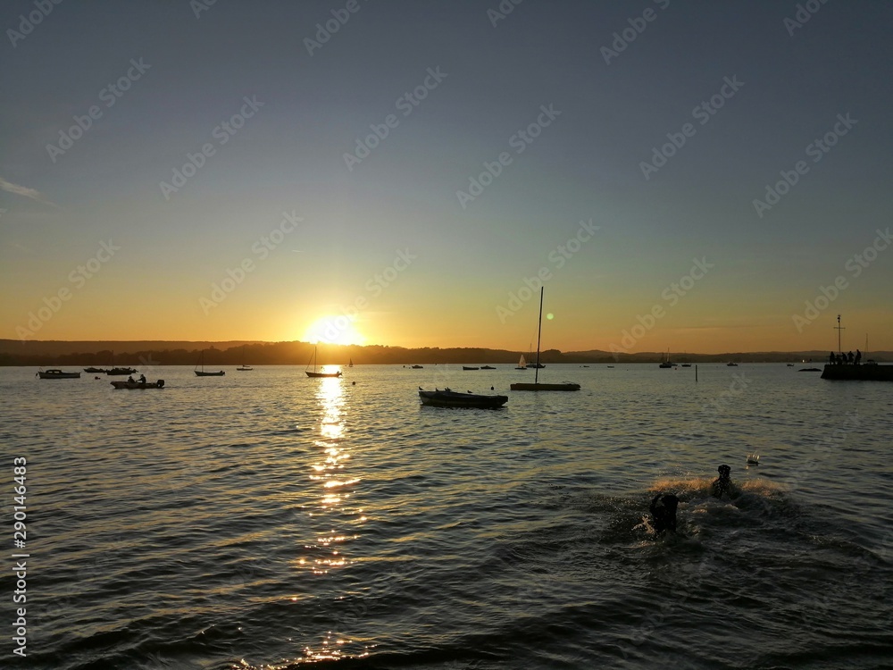 Sunset over the river exe devon, boats Sunset over the river exe devon, boats