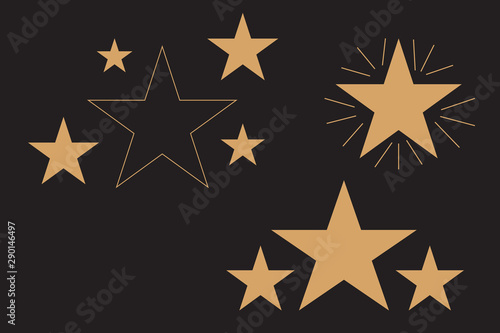 Beautiful stars on a dark background. Falling gold stars vector set Icons of meteorites and comets - vector. Meteorites and comets collection.